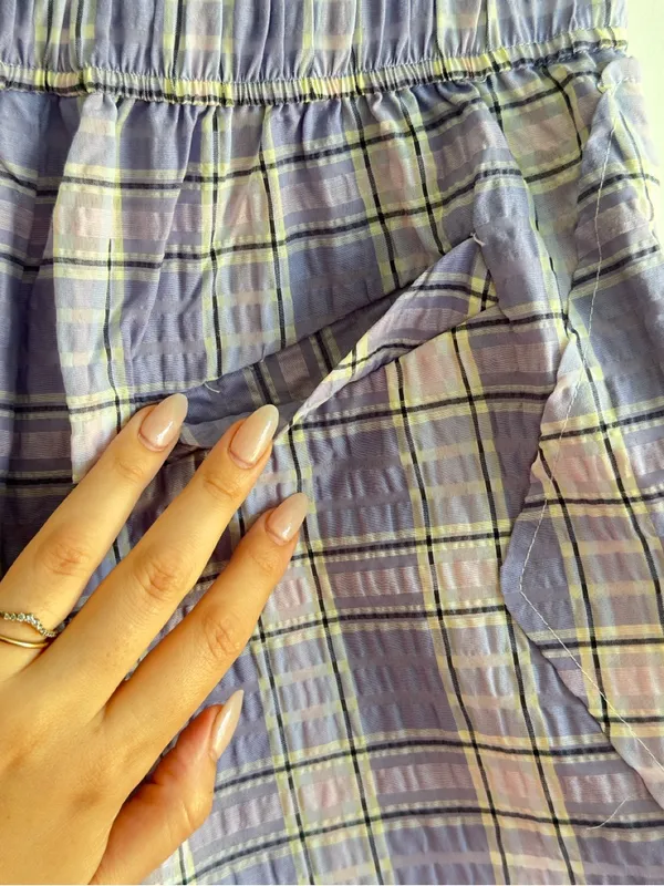 GANNI Lilac Plaid Cargo Shorts Size 34 Purple Check Drawstring Mini Shorts - Image 8