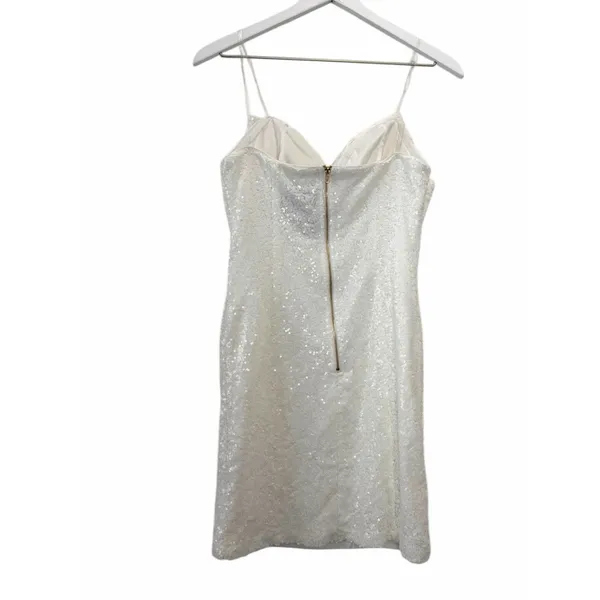 Mainstrip White Sequin Strapless Bow Front Mini Dress Size Medium - Image 4