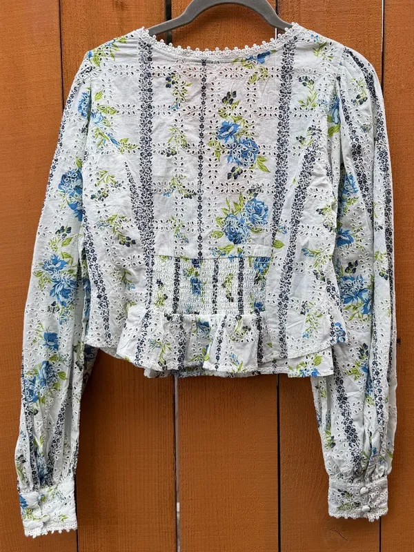 Free People Blossom Floral Eyelet Blouse - Image 8