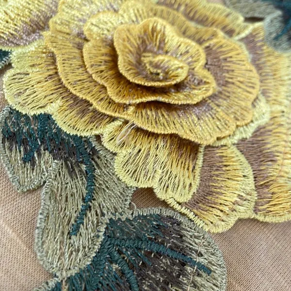 Hummingbird Yellow Distressed Applique Floral Sleeveless Tshirt Oversized S - Image 7