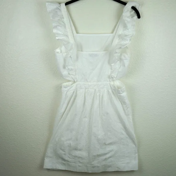 Madewell Eyelet Ruffle Mini‎ Dress 8 White Cutout Cotton Summer Boho Romantic - Image 8