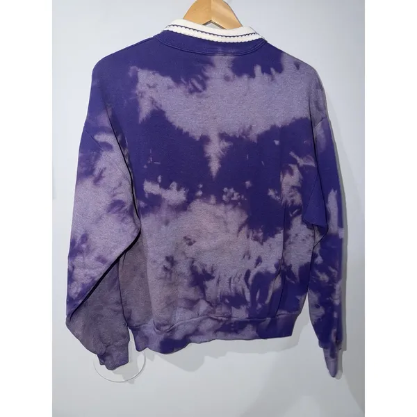 Vintage 80s 90s Morning Sun Collared Crewneck Flower Tie Dye Granny Sweatshirt L - Image 5