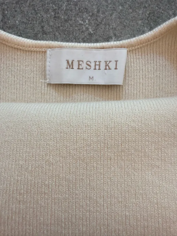 MESHKI Amara Scoop Neck Low Back Knit Maxi Dress Cream Size Medium NWOT - Image 8