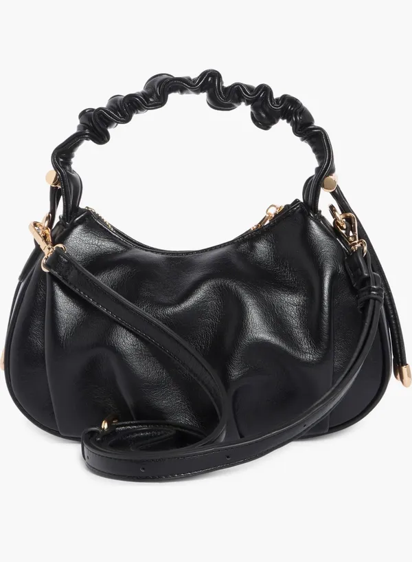 Urban Expressions Black Ruched Hobo Crossbody Shoulder Bag - Image 8