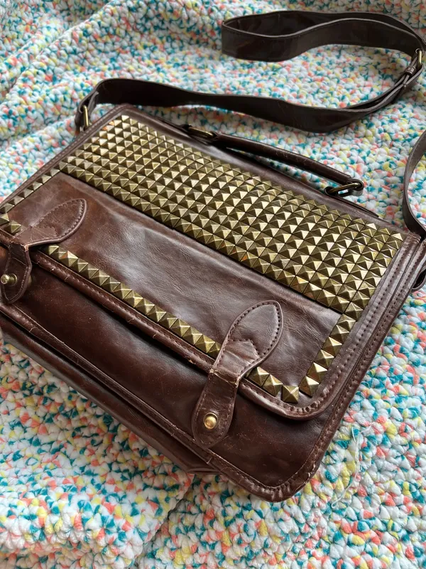 Urban Outfitters Ecote studded brown messenger bag - Image 2