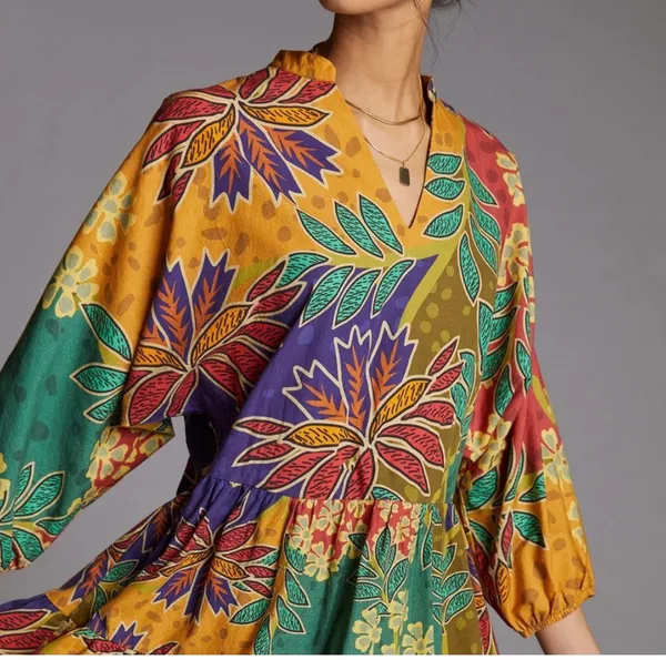Anthropologie Floral Flowy Mini Dress, Size XS - Image 3