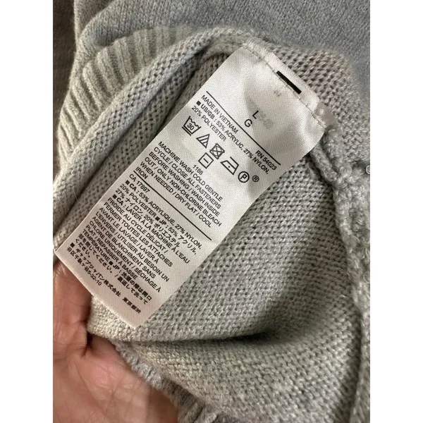 Banana Republic Gray Mock Neck Pullover Sweater Size L Heather Knit Side Slit‎ - Image 6