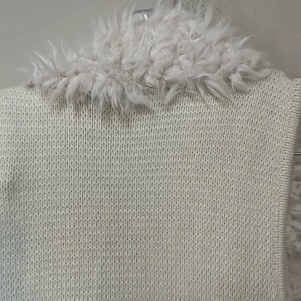 Miami Cream Faux Fur Waterfall Vest L 70s Boho Festival Penny Lane - Image 3