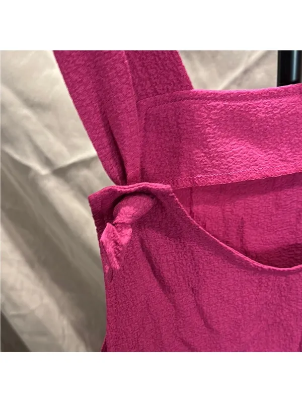 Sleeveless Bright Pink Romper with Front Pockets Size L - Image 6