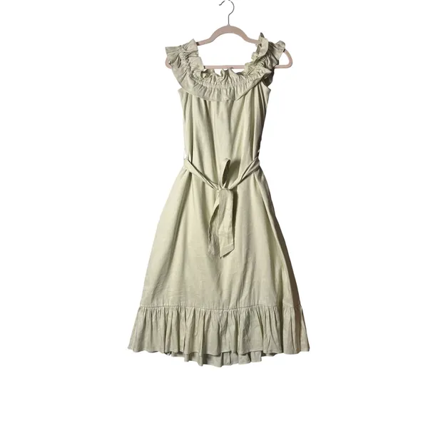 Antonio Melani Womens Elina Dress 4 Light Green Linen Ruffle Midi Cottagecore - Image 2