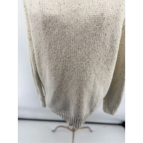 American Eagle Vintage Boyfriend Crewneck Sweater Size M Cream Metallic - Image 4