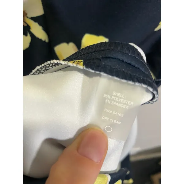 Tommy Hilfiger Sheath Dress Womens 6 Navy Yellow Floral Scuba A9SS4Z2A Preppy - Image 7