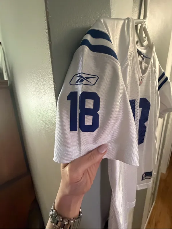 Reebok Peyton Manning Indianapolis Colts #18 White & Royal Blue Football Jersey - Image 3