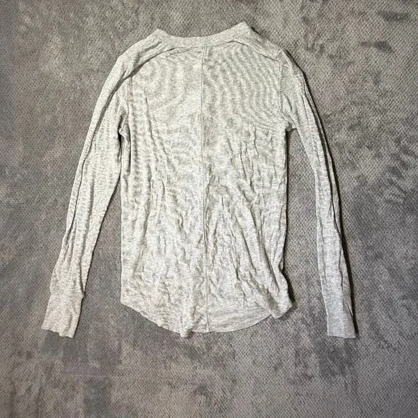 Aerie Women’s XS Gray Ribbed Long Sleeve Henley Snap Button Curved Hem Top #1800 - Image 7