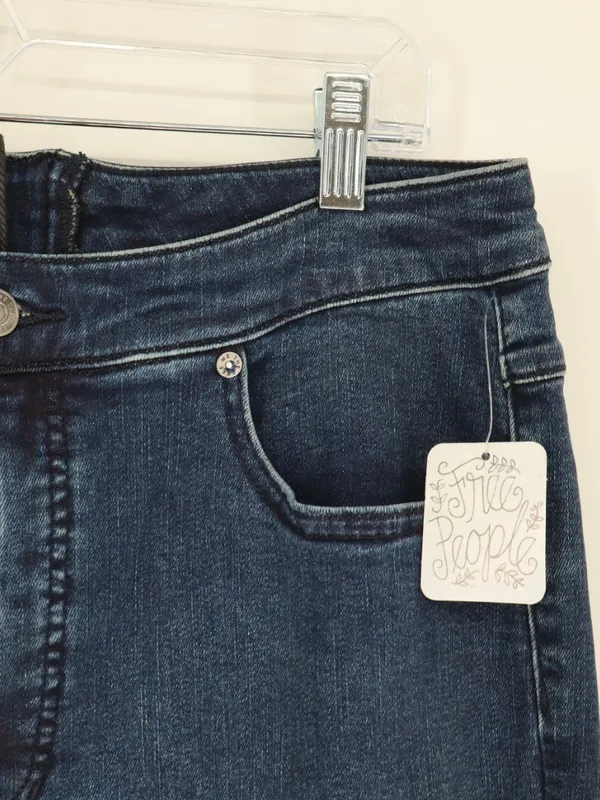We The Free Free People CRVY Lace-Up Flare Jeans 33 Dark Wash High Rise Boho - Image 6