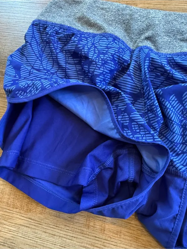 MPG Royal Blue Floral Athletic Shorts with Gray Waistband Size XS - Image 4