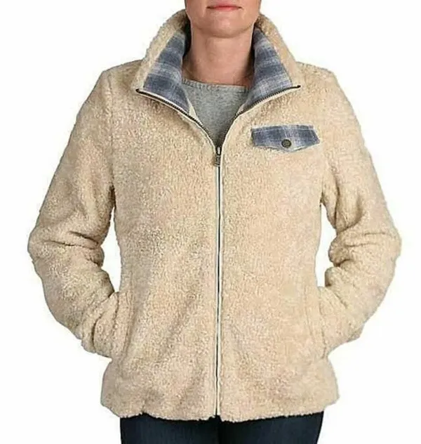 [Pendleton] Cream Full Zip Flannel Flap Pocket Fleece Sherpa Jacket Size Small S - Image 12