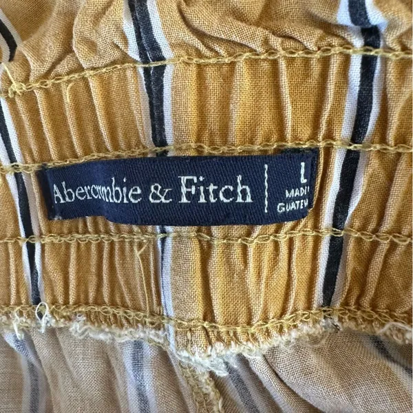 Abercrombie Fitch Wide Leg Elastic Cropped Pants Striped Yellow Women’s Large - Image 7