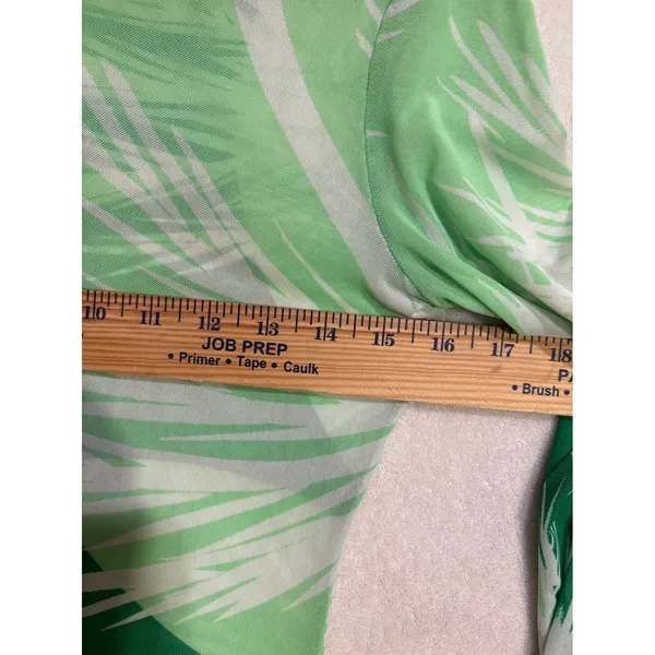 AFRM Green Tropical Palm Print Mesh Long Sleeve‎ Top Small NEW - Image 7