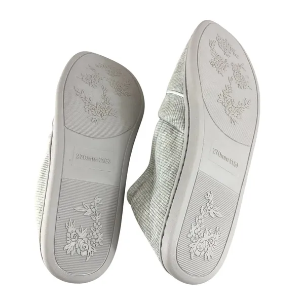 Womens Slippers Clogs Fabric Ribbed Slip On Gray Size 10 - Image 4
