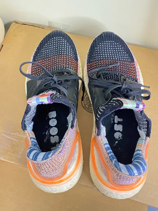 Adidas UltraBoost 19 Black Multi Color Rainbow Womens 7.5 Mens 6.5 - Image 5