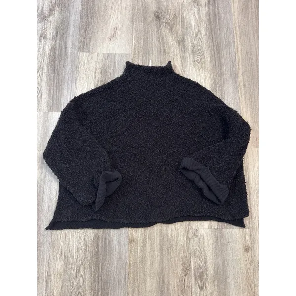 Free‎ People "Cuddle Up" pullover Black Mock Neck Oversized Sweater Soze Small - Image 5