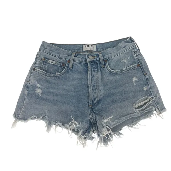 AGOLDE Parker‎ Retro Cut-Off Shorts Swapmeet Distressed Denim Shorts Size 27 - Image 2
