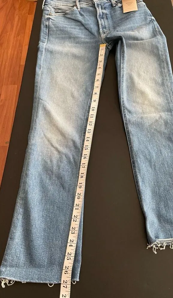 NWT MOTHER Denim Mid Rise Dazzler Ankle Fray Jeans Riding Cliffside Size 26 - Image 7