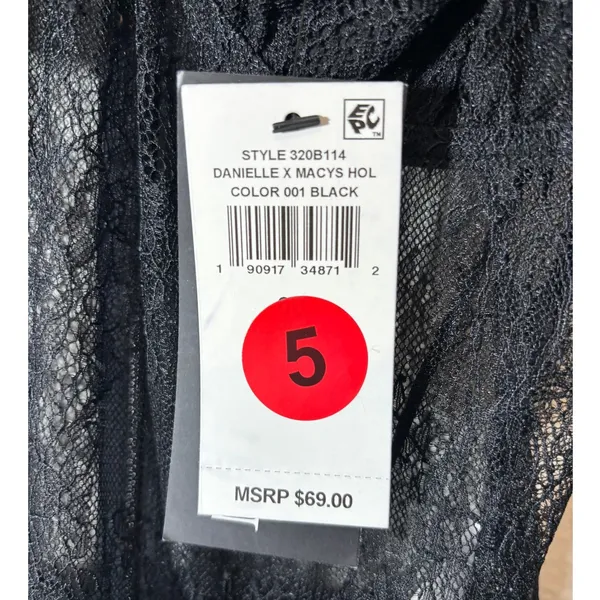 Danielle Bernstein NWT Size 00 Black Lace Mesh Thong Snap Closure Bodysuit - Image 8