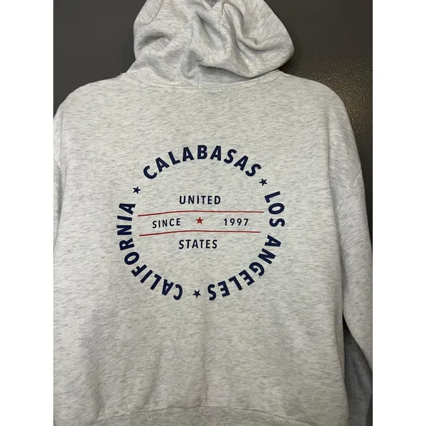 H&M Divided Calabasas Los Angeles Cropped Hoodie Sweatshirt Medium Gray Fleece - Image 6