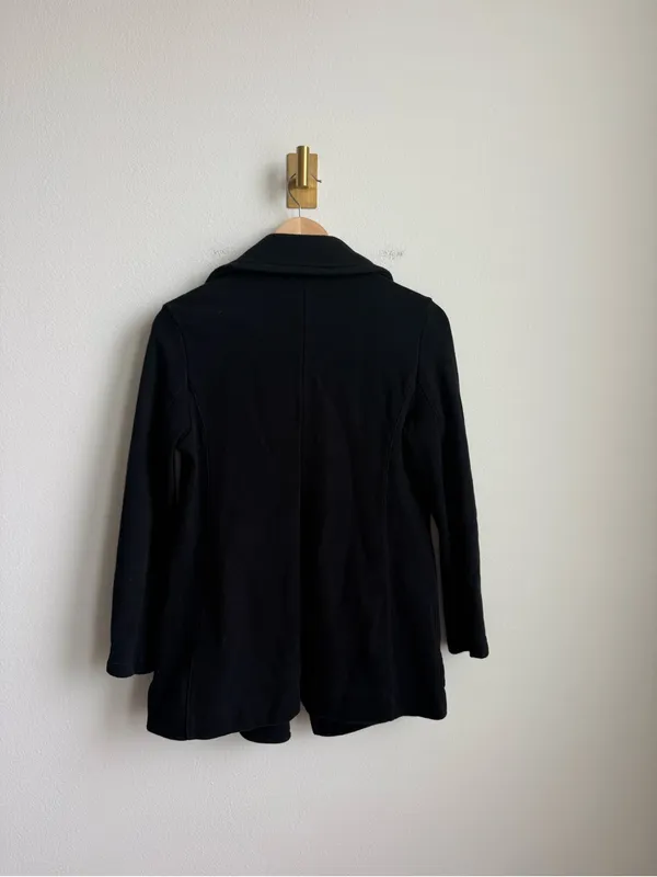 James Perse Women's Black Cotton Peacoat Double Breasted Jacket Size 3 Large - Image 7