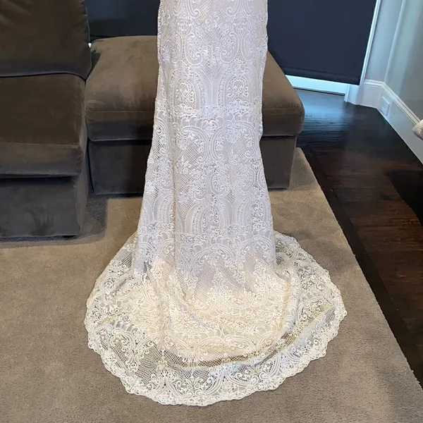 Women’s Bohemian Wedding Dress with Nude Lining Zip Up Back Size 2 NWT - Image 8