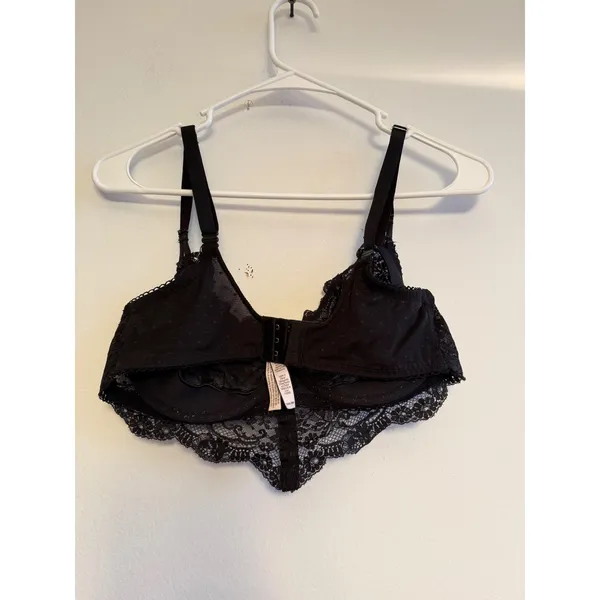 Victorias Secret Black‎ Floral Lace Longline Underwire Bra 36DD - Image 4