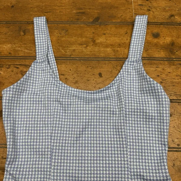 Forever 21 Light Blue Houndstooth Mini Dress Sleeveless Scoop Neck‎ Size S - Image 2