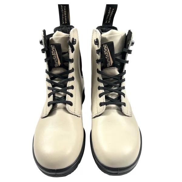 Blundstone Lace-Up Leather Boots Womens US 7 Cream Oat Combat Ankle Boot NEW - Image 2