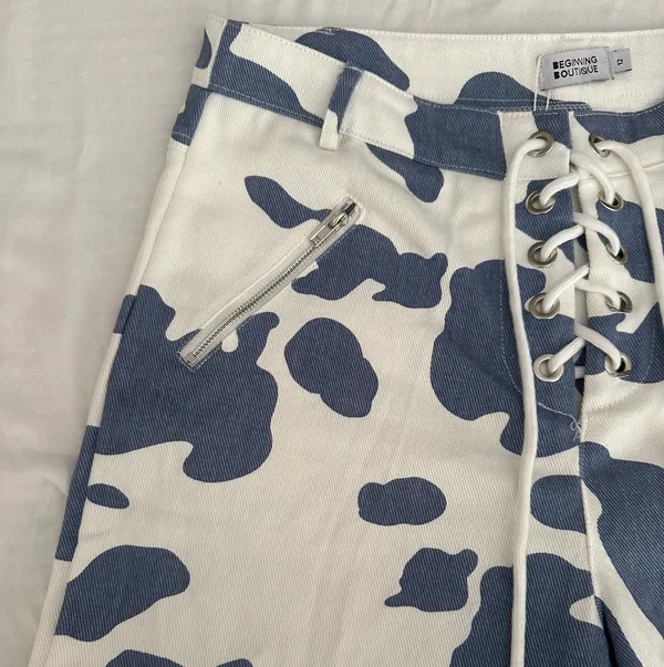 Beginning Boutique Tiger Lace Up Pants Cow Print - Image 4