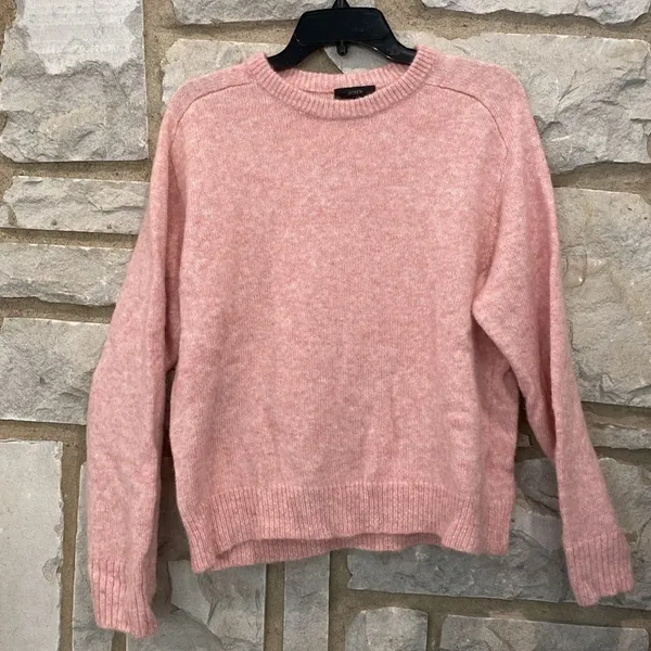 J Crew Pink Relaxed Saddle Sleeve Crew Neck Sweater M - Image 2