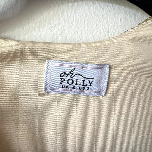 Oh Polly Arlowe Embellished Cowl-Neck Mini Dress in Gold Size 2 New - Image 7