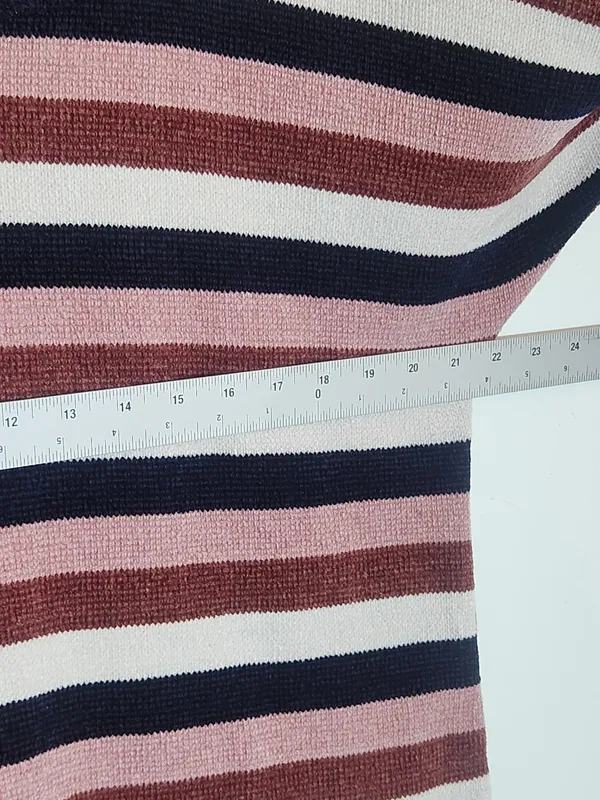 Chenault Pink and Navy Striped Chenille Pullover Size Large - Image 5