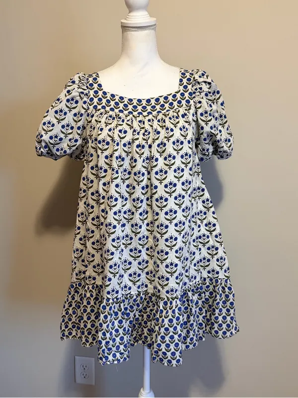 Misa Los Angeles Georgia Mini Dress Floral Print Ruffle Hem xs oversized NWOT - Image 5