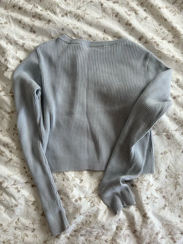 Brandy Melville Cropped ribbed baby blue sweater - Image 5