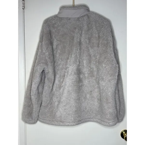 New Balance High Pile Sherpa Fleece Quarter Zip Pullover Gray Women's Size XL - Image 4