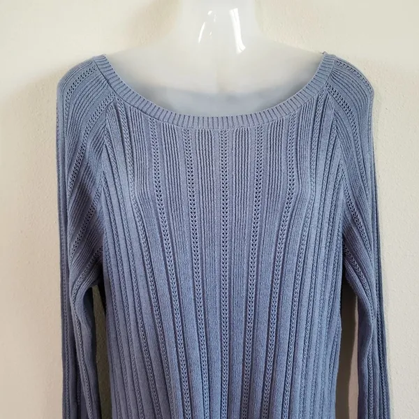 Modcloth Boatneck Long Sleeve Ribbed Cable Knit Pullover Tunic Sweater Large - Image 2