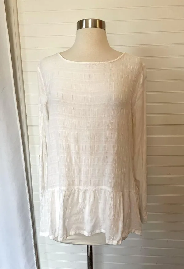 Ann Taylor Loft Ivory Textured Gauze Top Blouse - Image 2