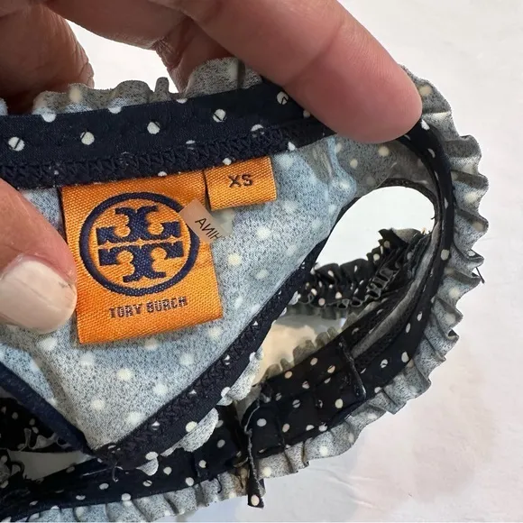 Tory Burch Polka Dot Underwire Bikini Swim Top Navy Blue‎ Size XS - Image 9