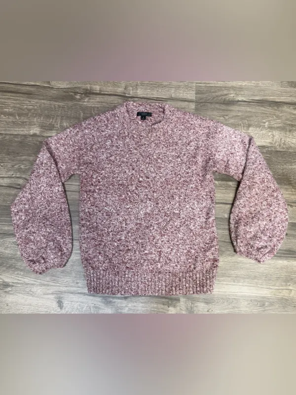 J.Crew Re-Imagined Marled Knit Balloon Sleeve Sweater Burgundy Pink S - Image 3