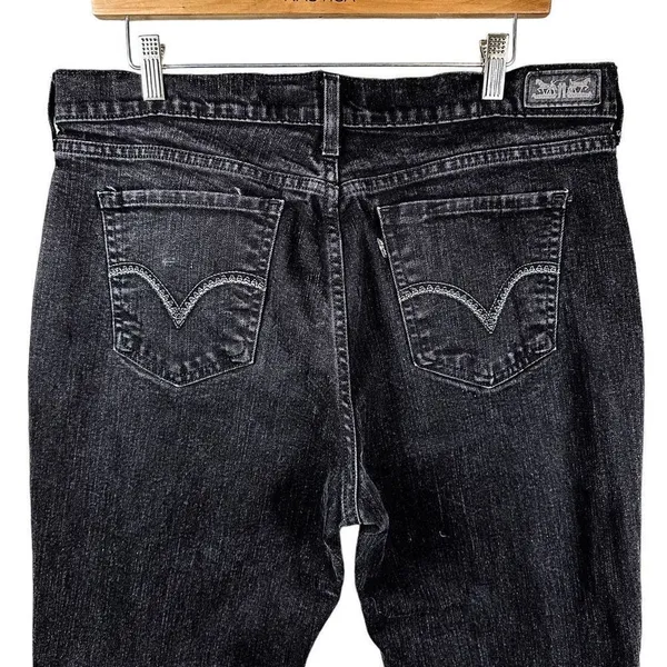 Levi’s 505 Straight Leg Contrast Stitched Black Denim Jeans Women’s Size 16M 33x - Image 8