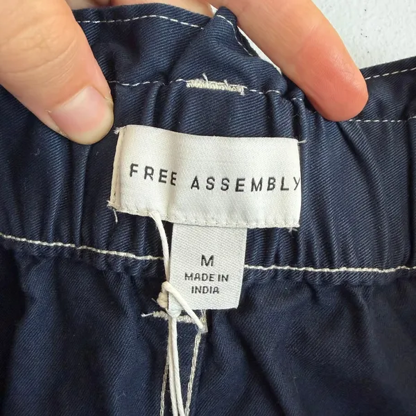 NEW Free Assembly navy‎ paper bag belted mini pocket cotton stretch skirt casual - Image 4