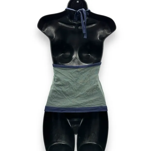 American Eagle Gray & Navy Blue Halter Neck Open Back‎ Tank Top Sz S NEW - Image 2