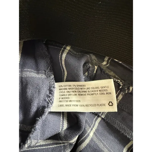 A‎ New Day Plaid Pants Sz 14 Navy Blue Windowpane Stretch Pull On Trousers Work - Image 6